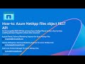 How-to: Azure NetApp Files object REST API