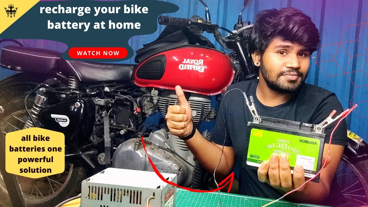 BIKE BATTERY CHARGER at home ROYAL ENFIELD RE 350 battery recharger BIKE BATTERY REPAIR