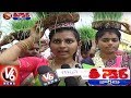 Banjara women grandly celebrates teej festival in telangana  teenmaar news  v6 news