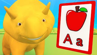Aprender com o Dino Aprenda o alfabeto: A a E - Aprender em português 👶 Desenhos Animados