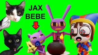 Jax tiene un bebe malvado en Amazing Digital Circus animacion pero reaccionando con Luna y Estrella