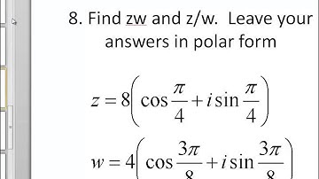 Trigonometry: The Complex Plane; De Moivre