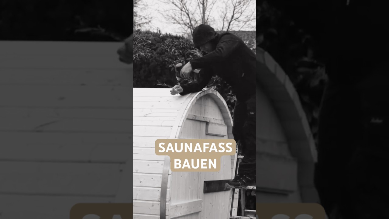 Saunafass bauen im Regen
