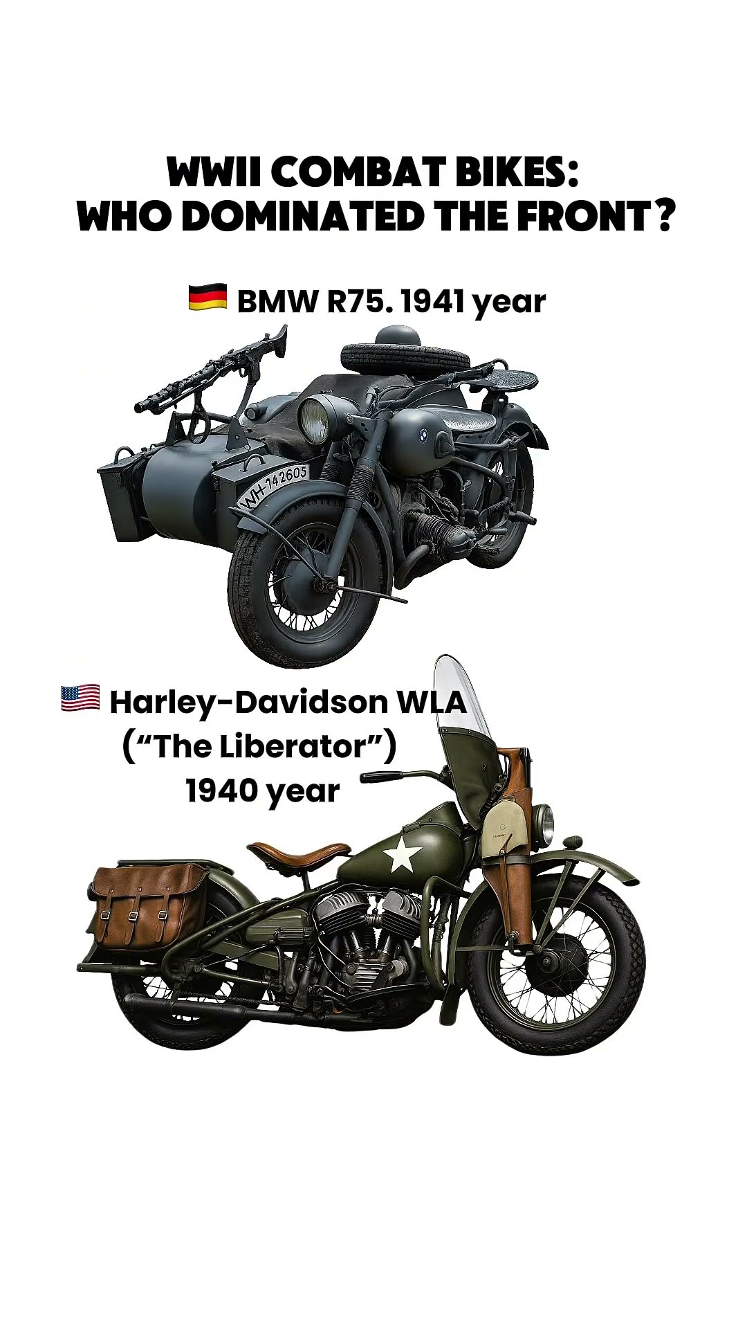 WWII Combat Motorcycles | BMW R75 vs Harley WLA vs BSA M20 - YouTube