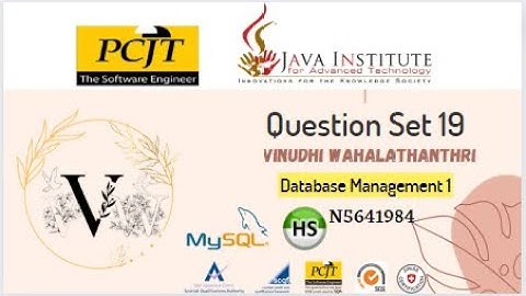 DBMS Question Set 19 || Java Institute | 1st year | Vinudhi Wahalathanthri