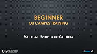 Beginner OU Training - Calendar
