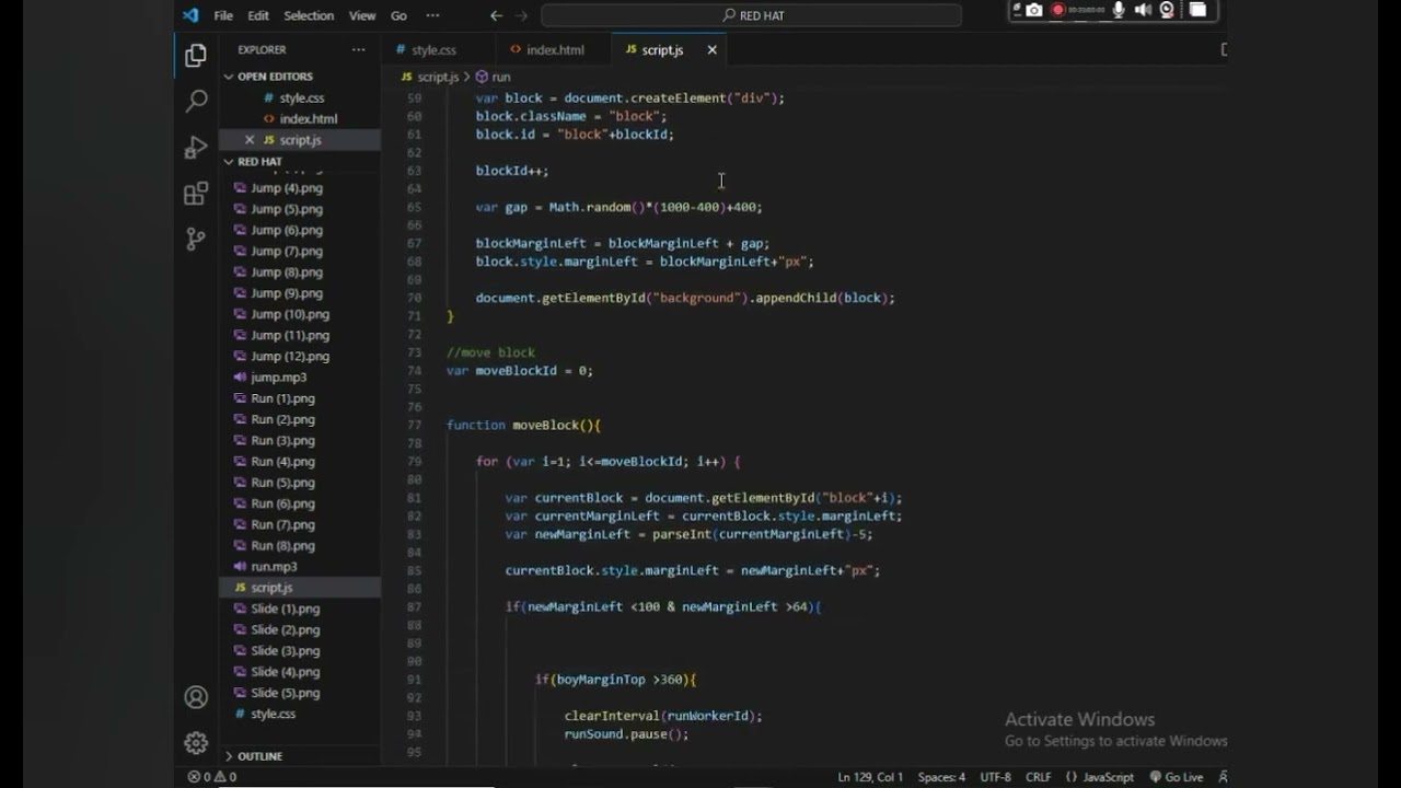 JavaScript 2D Game Development | Selection program | Java Institute | Nimna Melani