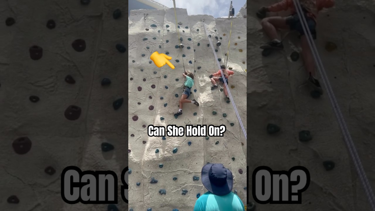 Climbing to the TOP! Rock Wall Challenge 🔔🔥 #climbing #familyfun #vacationvlog