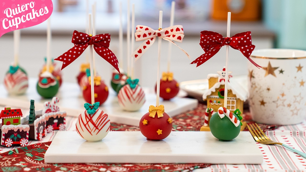 Cómo hacer CAKEPOPS NAVIDEÑOS | ¡Fáciles y deliciosos! 🍭🎅 | QUIERO CUPCAKES