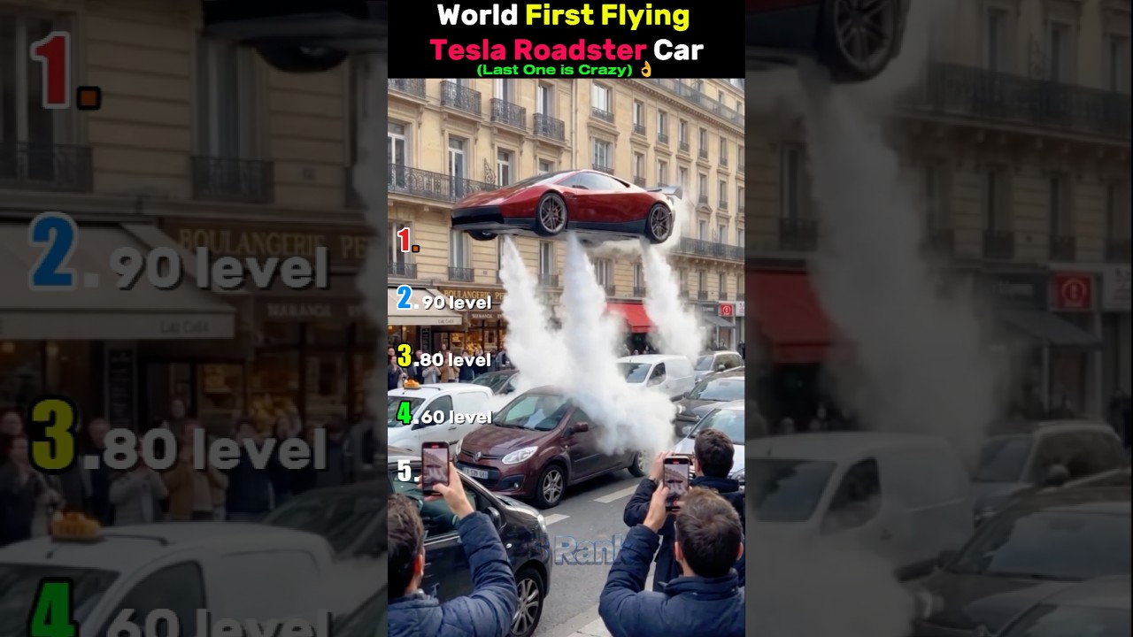 World First Flying Tesla Roadster Car😱🥶