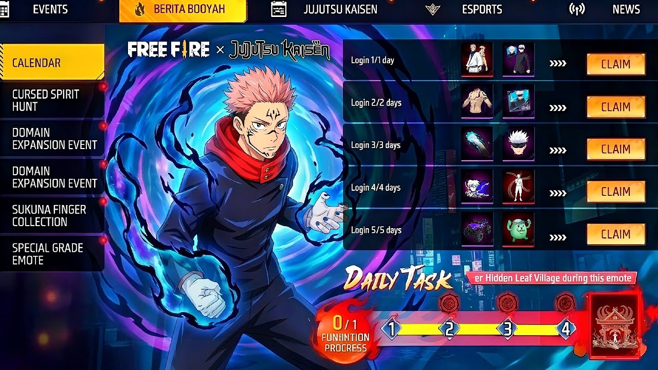 Jujutsu Kaisen Event Free Rewards 💥🤯 | jujutsu kaisen free fire | free fire new event | ff new event