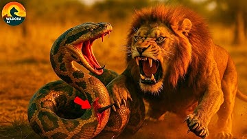 🦁🐍 “The UNTHINKABLE Battle: A lion trapped in the jaws of a giant python!”