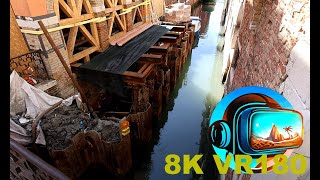 How are the houses in Venire Italy repaired underwater in a canal 8K 4K VR180 3D Travel