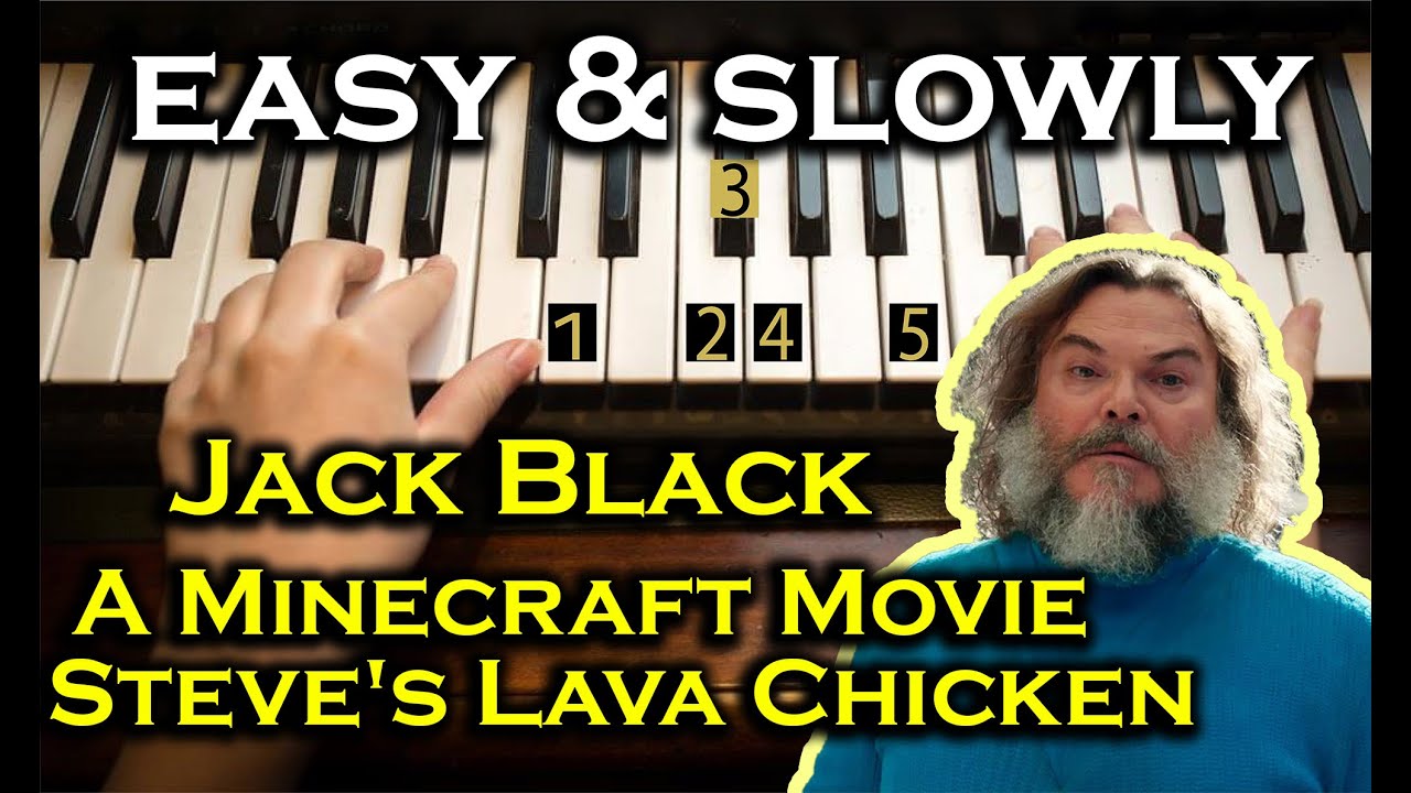 Easy & slowly Piano Tuto | Steve's Lava Chicken  - Jack Black | Beginner Piano - Number Notes