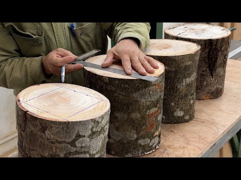 Furniture Products Are Made From Round Tree Trunks - Easily Share steps Make TV Shelves At Low Cost