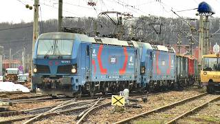 Tren de Marfă Unicom Tranzit cu 2 Locomotive Smartron în Gara Beclean pe Someș - 09 Februarie 2026