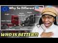 AMERICAN REACTS TO WHY AMERICAN & EUROPEAN TRUCKS ARE SO DIFFERENT! (WHICH IS BETTER?)