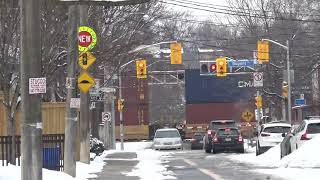 CPKC 113 intermodal stack train at Bartlett Ave.