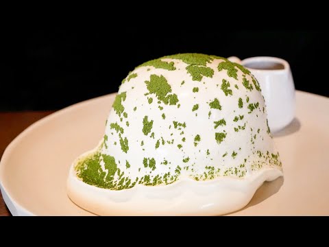 Matcha pancake from Kyoto, Japan! Cream runs down