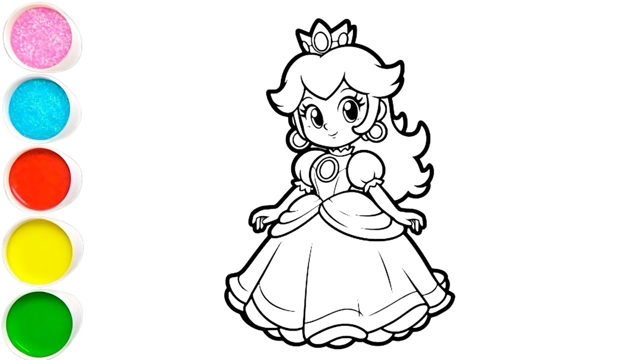 Cute princess drawing painting and colouring for kids and toddlers 