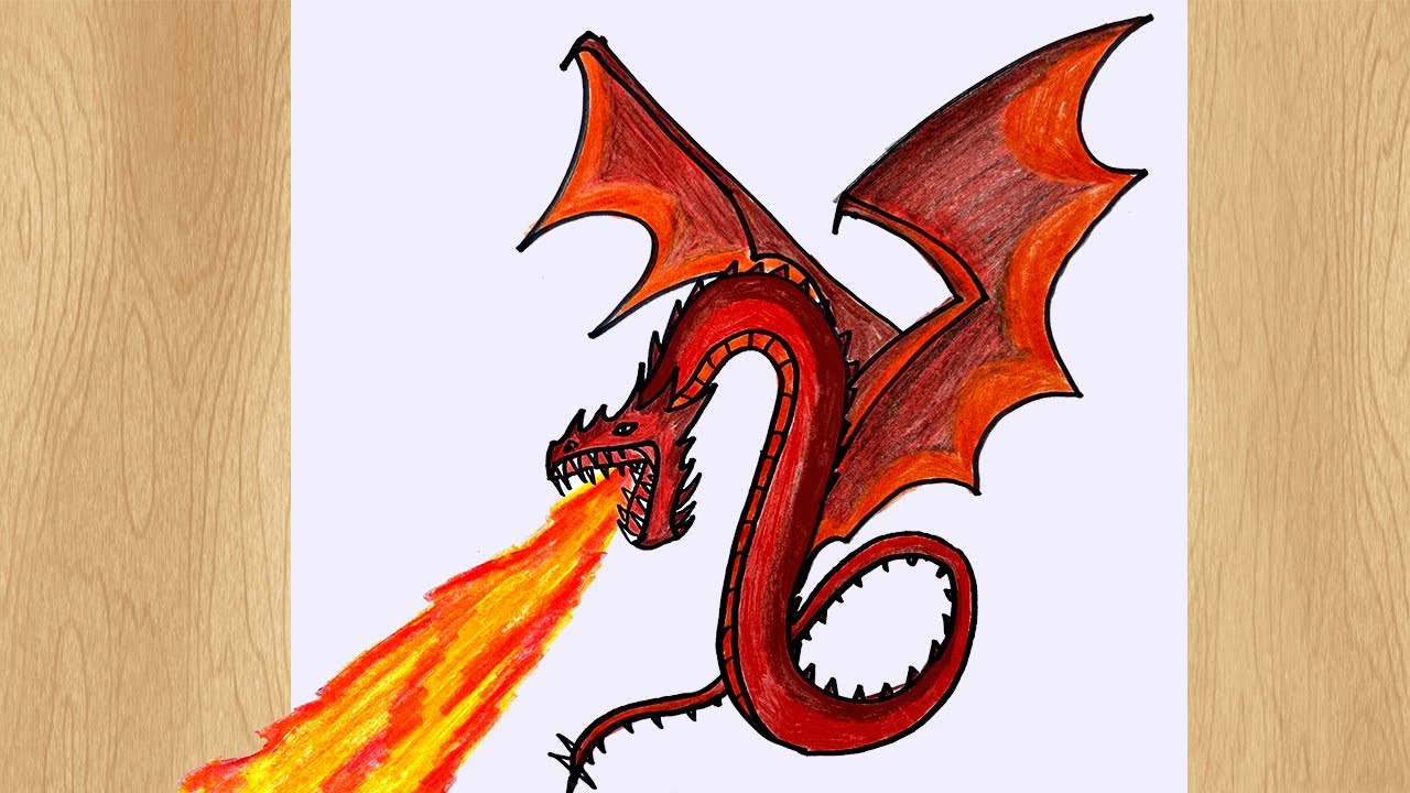 How to Draw Fire Dragon I Fire Dragon Drawing Tutorial I Flying Dragon with  Fire  YouTube