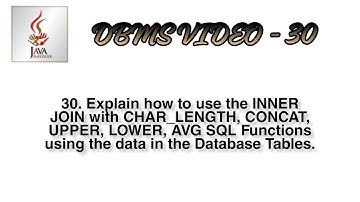 DBMS-30 How to use the INNER JOIN with CHAR_LENGTH, CONCAT, UPPER, LOWER, AVG SQL Functions..