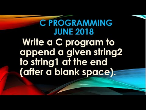 concatenate string1 to string2 with a blank space in C language.. - YouTube