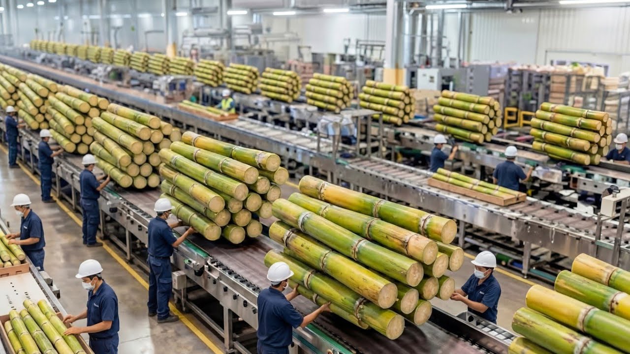 Inside a Giant Sugar Cane 😲 Factory: How Fresh Sugarcane Becomes Shiny Crystal Sugar  (Ai video)