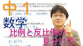 中1数学 4.12 比例と反比例の式の見分け方