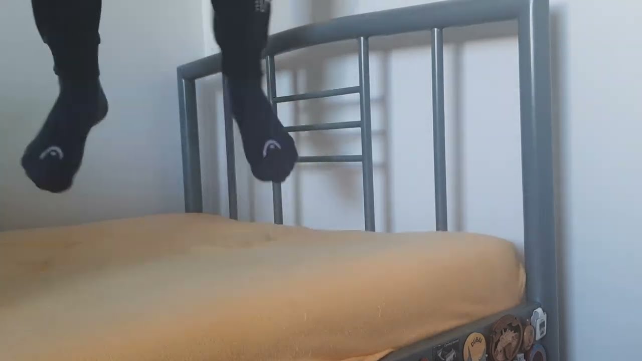 Bed jumping with Head ankle socks (older video) #1
