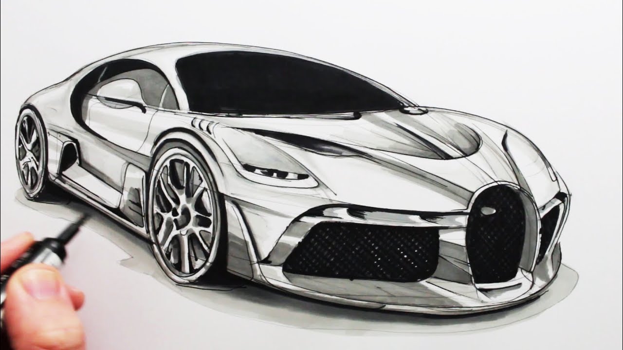 How to Draw a Sports Car The Bugatti Divo