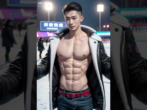 Fit Chinese handsome guy at the Harbin Ice and Snow Festival | Lookbook 179