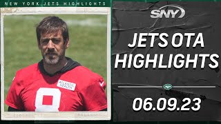 Aaron Rodgers connects with Allen Lazard and Garrett Wilson at OTA on Friday | Jets Highlights | SNY