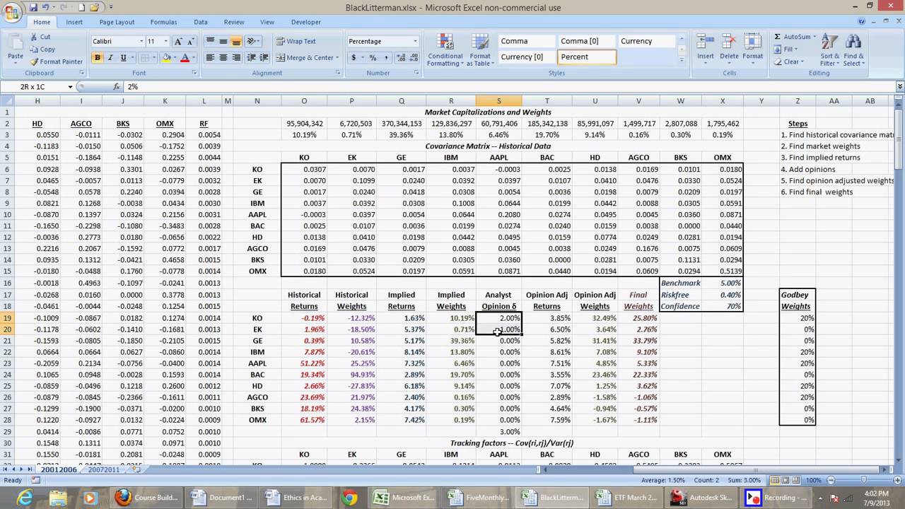 black litterman model excel without vba black litterman model excel without vba