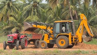 Mahindra 585 YUVO 4x4 Tech plus and JCB 3DX Front Bucket Soil loading trolley | jcb video