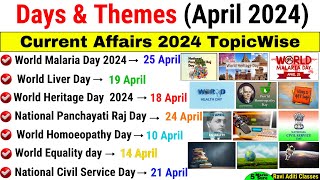 Days and Themes 2024 April | Important Days and Themes April Month | Current Affairs 2024