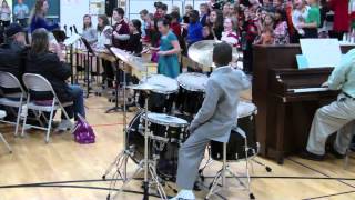 Drummaster Caleb performs Jingle Bell Rock at Salem's 4th Grade Informance