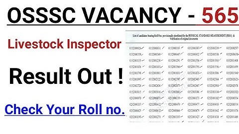 OSSSC Livestock Inspector results Out !!!