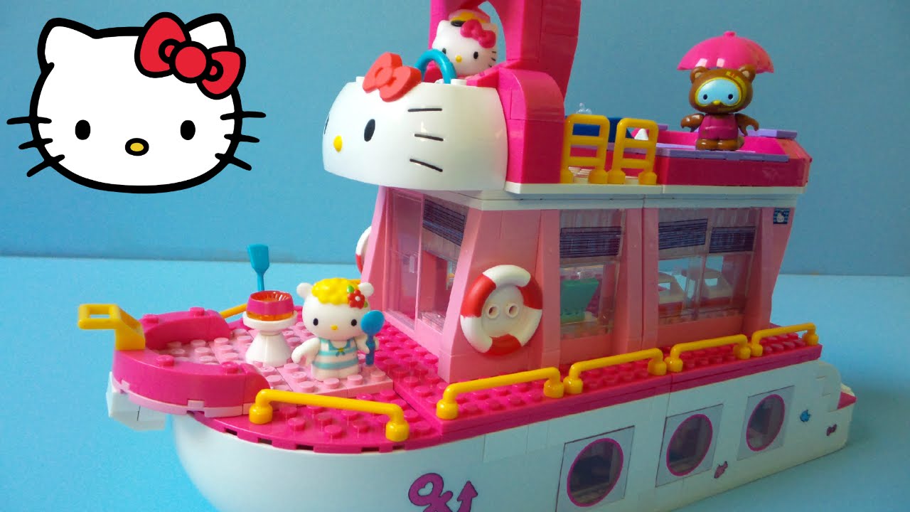 Hello Kitty Cruise Ship LEGO Toy Mega Bloks 10930 unboxing and playing 