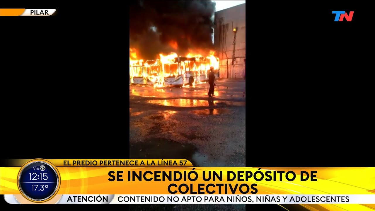 PILAR I Se incendió un depósito de colectivos de la línea 57, no hubo heridos