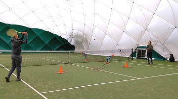 Mini Tennis Backhand Target Practice from Stationary Position