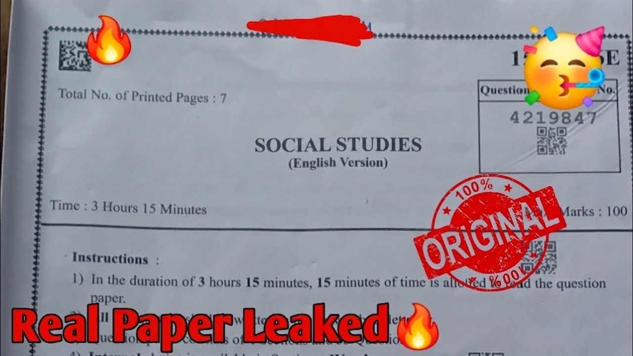 AP 10th Class Social Studies Public Exam 💯 Real Question Paper - 2025 ...