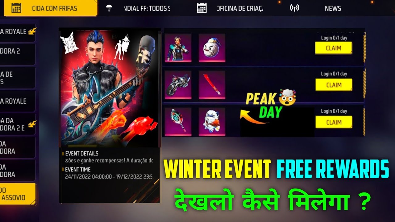 HOW TO GET WINTER EVENT FREE REWARDS IN FREE FIRE NEW EVENT FREE FIRE WINTER BUNDLE KESE MELEGA