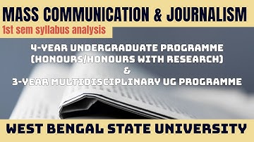 West Bengal State University | Journalism & mass CommuniCation | Semester-1 Syllabus | MAJOR Minor