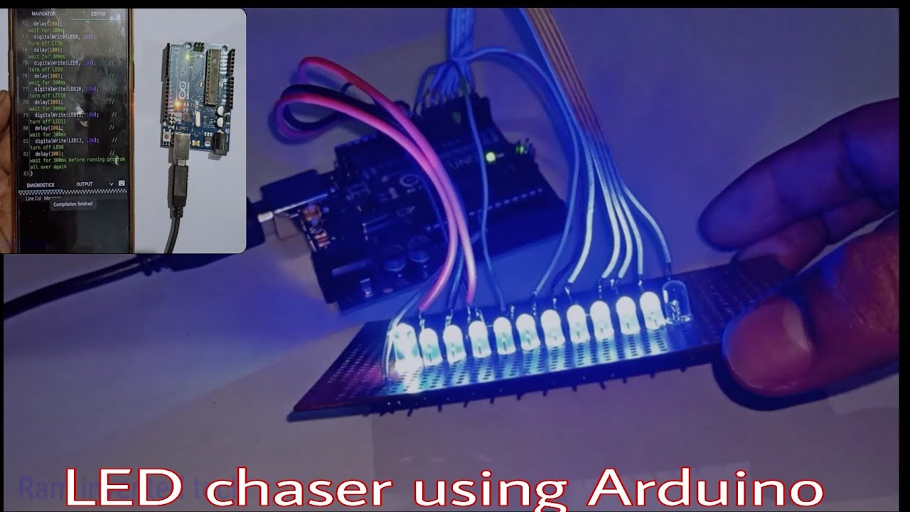Arduino project: LED chaser using Arduino with code - YouTube