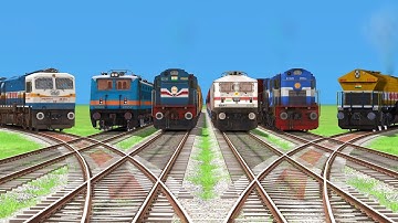 6 TRAINS CROSSING ON BUMPY FORKED RAILROAD CROSSING | Train Simulator 2022 #railroad