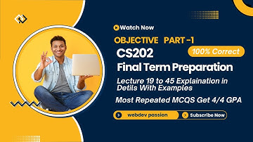 CS202 Final Term Preparation 2025 | CS202 Final Term Preparation Spring 2025 | Objective Part 1