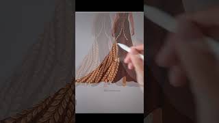Drawing Gold Embroidered Gown