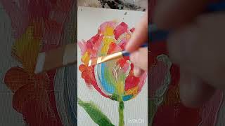 Рисую тюльпан акрилом