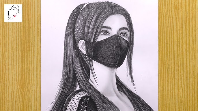 Middle Black Mask Girl Pencil Sketch, Size: 2x3 at Rs 600/20' container in  Udgir